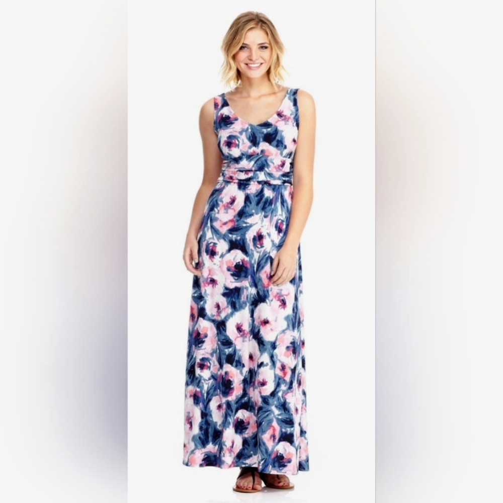 London Times Maxi Dress Floral Summer Water Colours Size 6 …